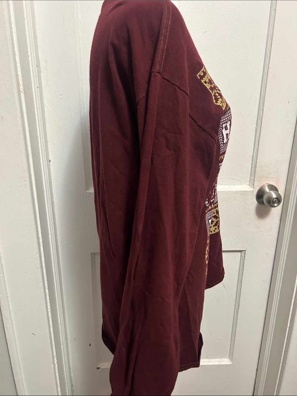 Maroon Hcc Holiday Fair Isle Long Sleeve Tee View 2